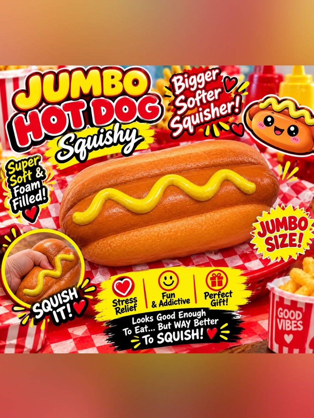 Jumbo Hot Dog Squishy 🌭